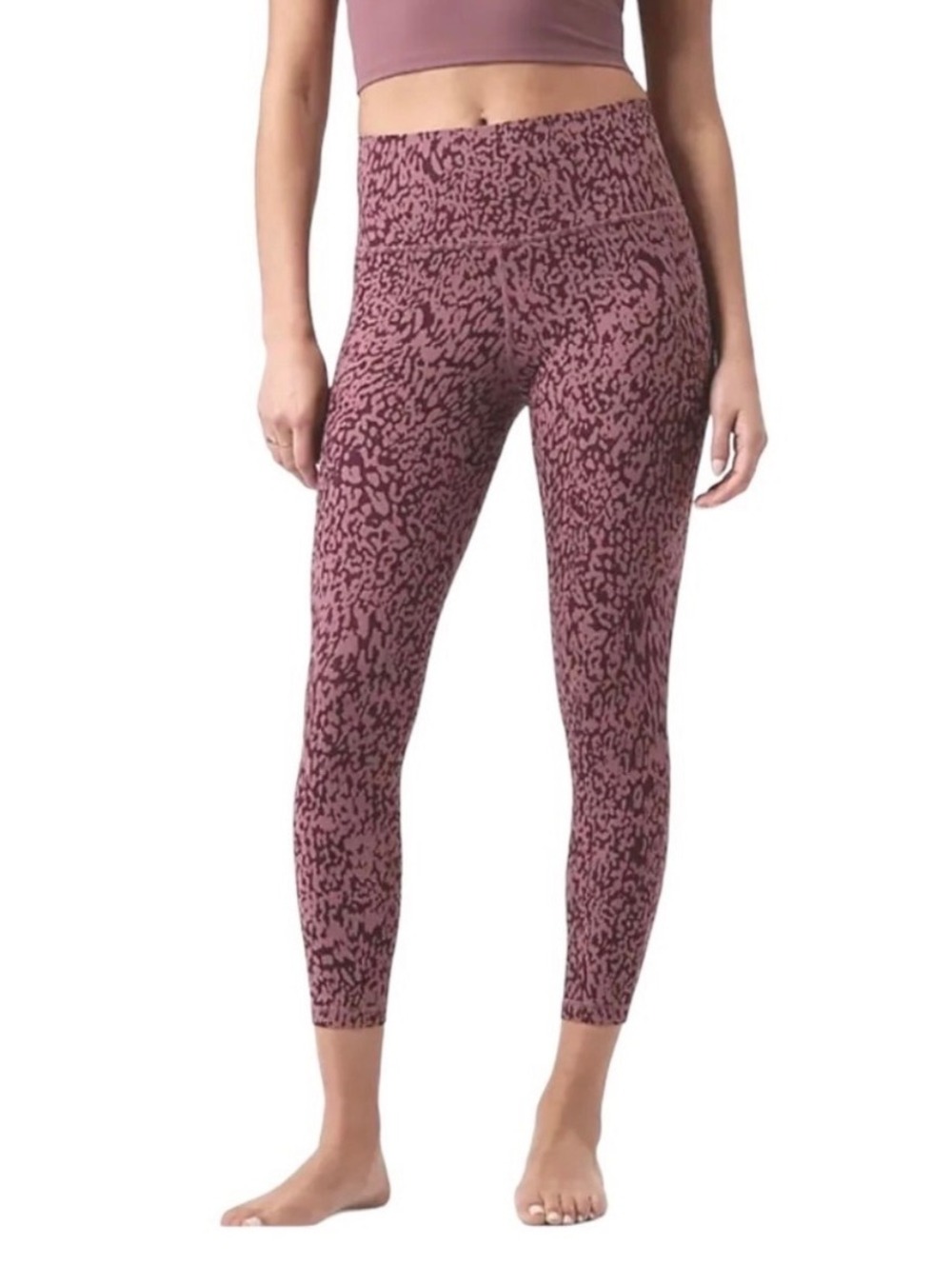 Athleta Salutation Stash Pocket II 7/8 Tight S Purple Powervita Leopard Leggings